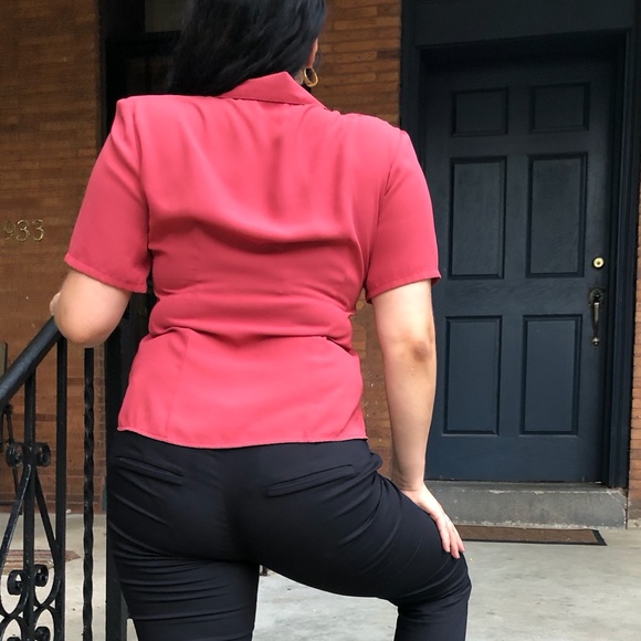 90s VINTAGE Dusty Rose/Burnt Sienna Women's Blouse - Picture 2 of 4